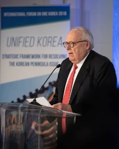 Dr. Edwin Feulner speaking at International Forum on One Korea in Washington DC, December 2018